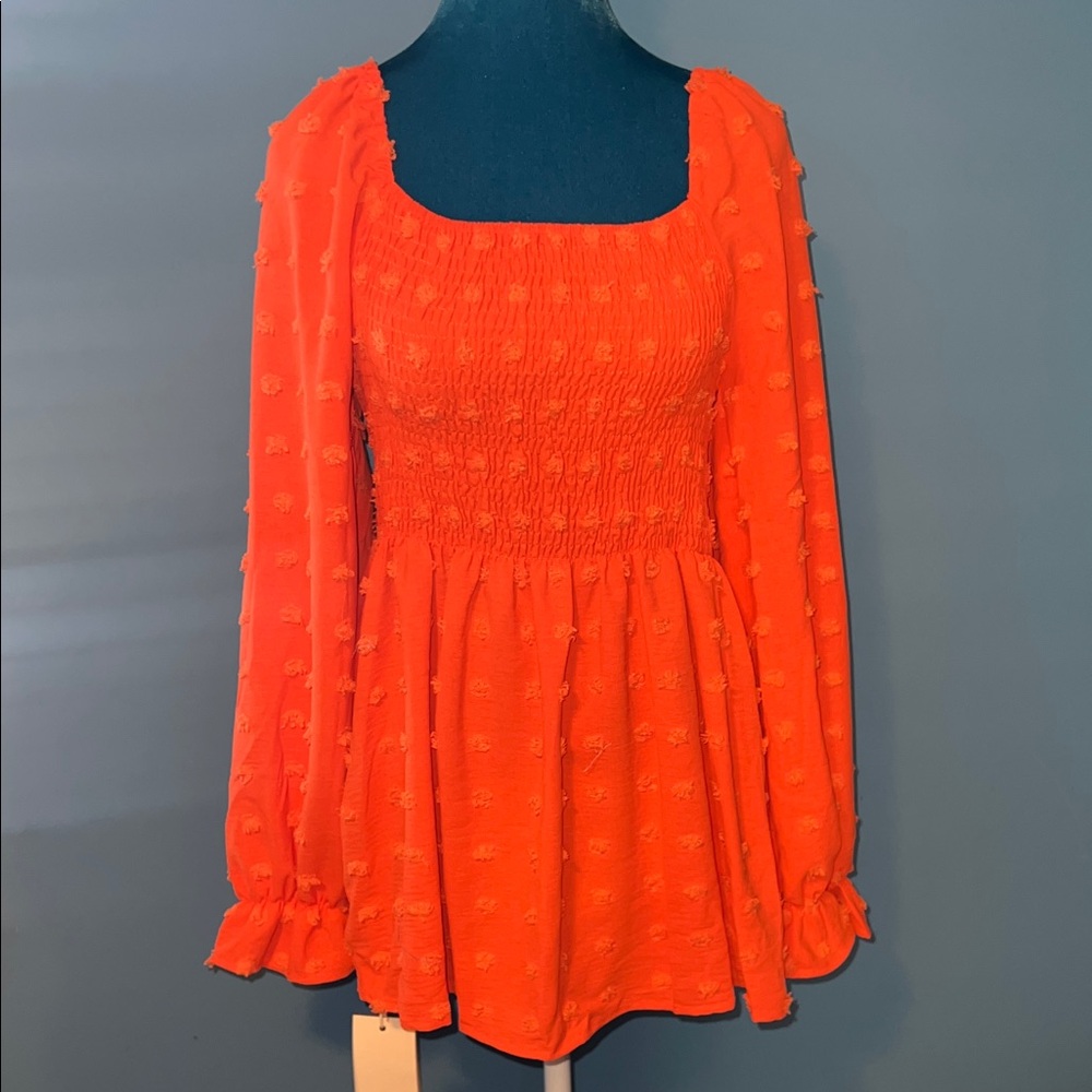 Bright Orange Long Sleeve Dress